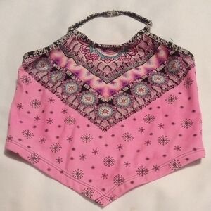 Wonder Nation Black and Pink Swim Top